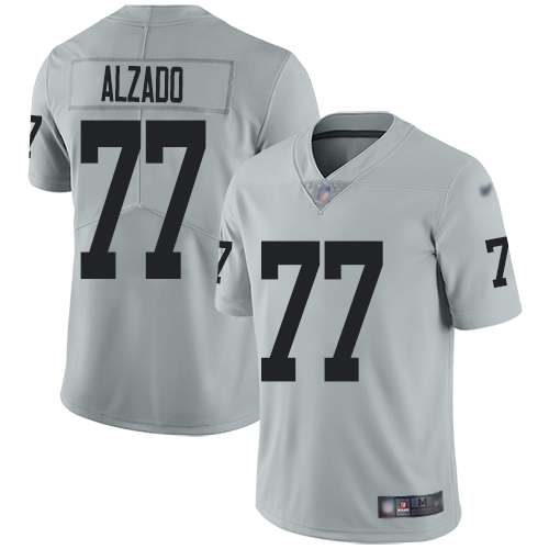 Men Oakland Raiders Limited Silver Lyle Alzado Jersey NFL Football #77 Inverted Legend Jersey->oakland raiders->NFL Jersey